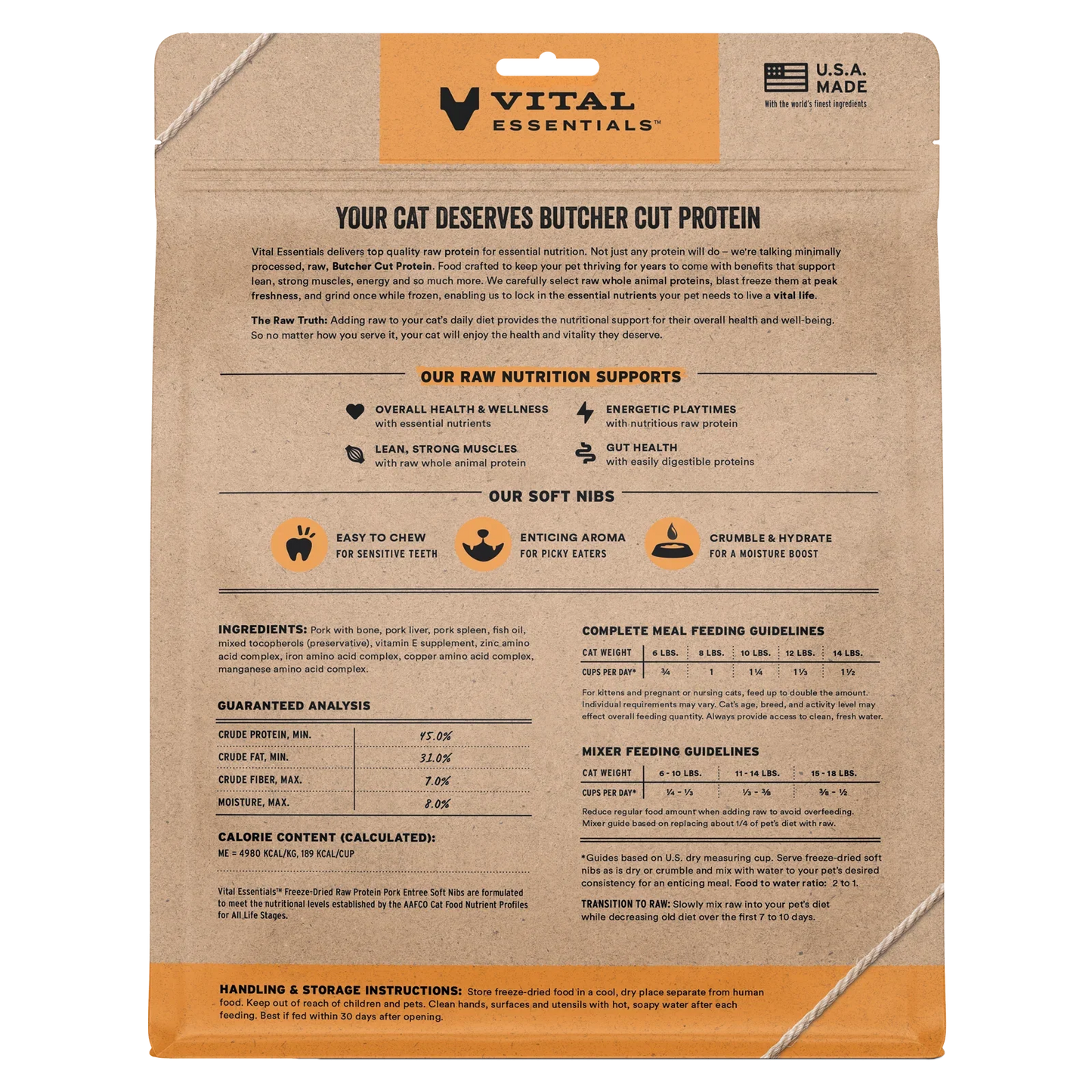 Vital Essentials Pork Entree Soft Nibs Freeze-Dried Raw Cat Food